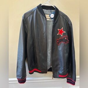 Gucci Panther Embroidered Leather Jacket
